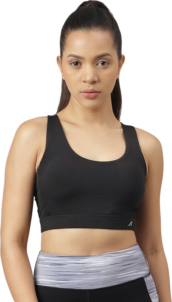 Buy Alcis Women Dark Grey Anti Static Slim Fit Sports Bra Online