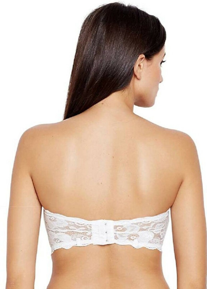 White Lace Lightly Lined Strapless Bra |167642404-Blanc-de-Blanc