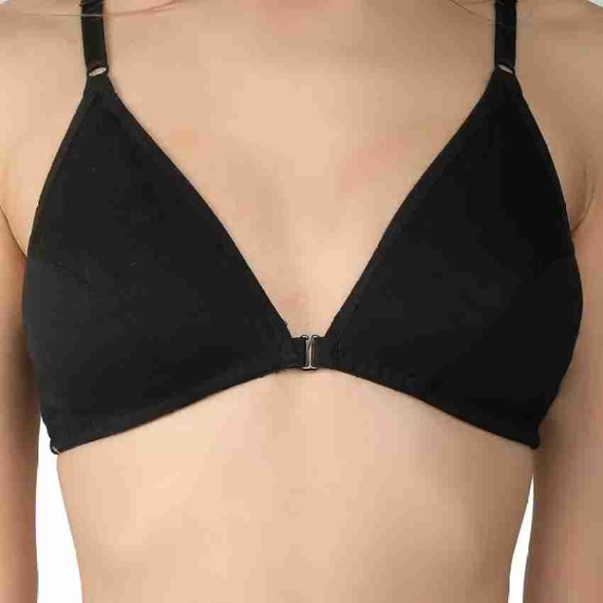 Prynkx Womens Non Padded Cotton Front Open Bra V Neck Front