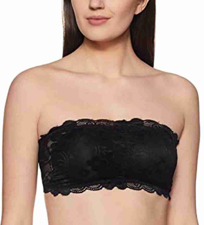Buy VanillaFudge Lace Tube Bra with Transparent Strap Back Closure Women  Full Coverage Lightly Padded Bra (32-Beige) bra, bra for girls, bras