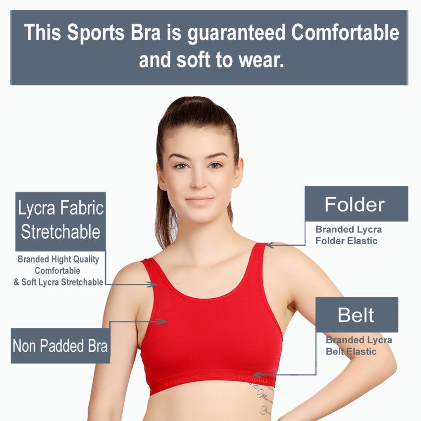 STOGBULL Best Quality Cotton Lycra Sports Bra Combo pack of 2 for girls and  women Women Sports Non Padded Bra - Buy STOGBULL Best Quality Cotton Lycra  Sports Bra Combo pack of