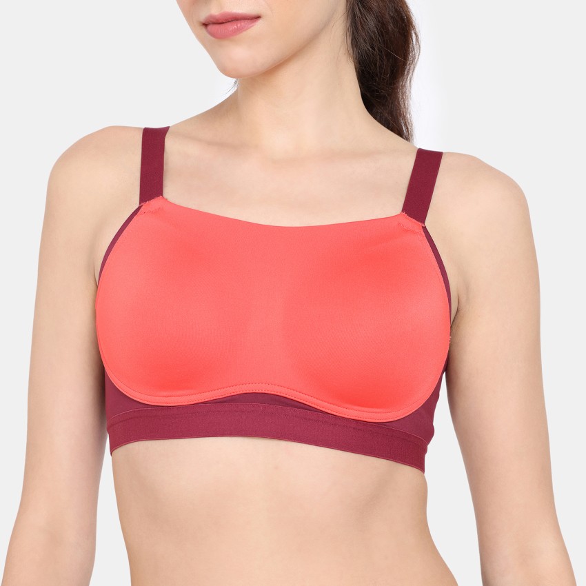 Buy Zivame Zelocity High Impact Sports Bra With No Bounce - Red