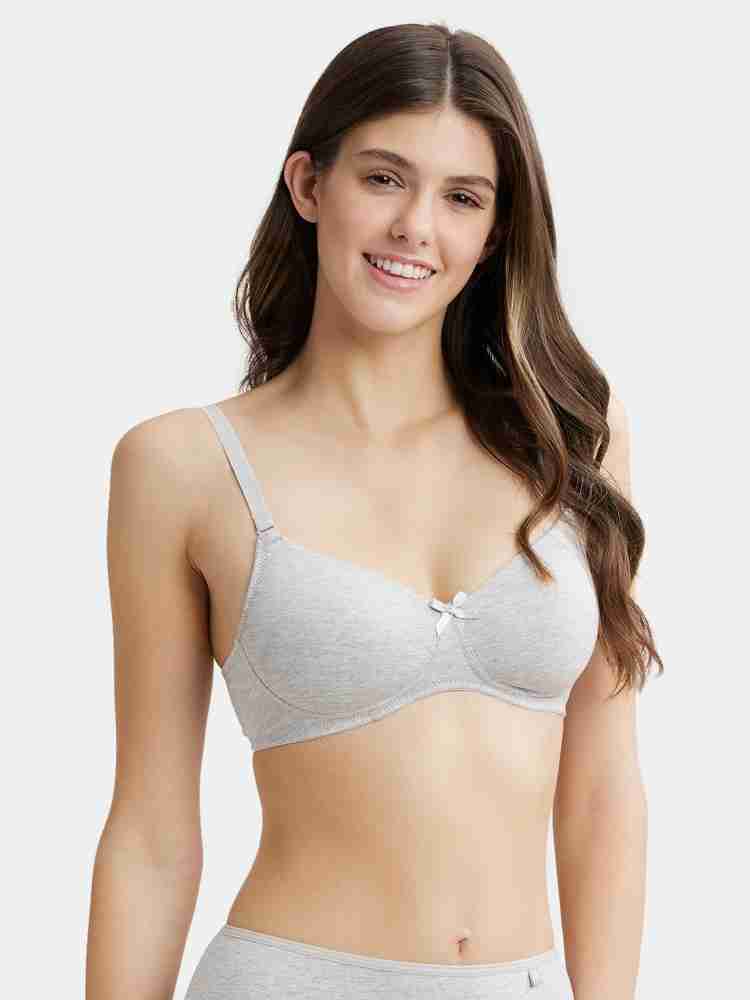 Women's Wirefree Padded Super Combed Cotton Elastane Stretch Medium  Coverage Multiway Styling T-Shirt Bra with Detachable Straps - Steel Grey  Melange
