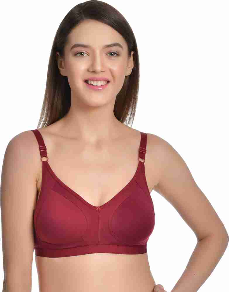 Buy Aulevate Women Full Coverage Non Padded Bra (Red) Online at