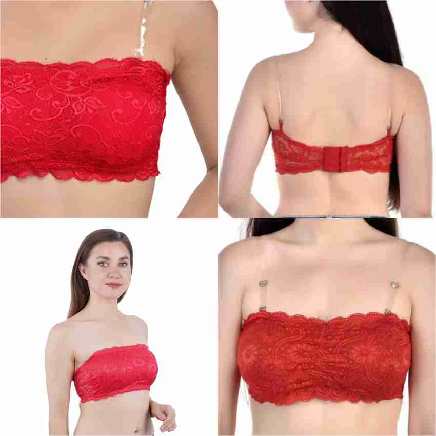 Buy Womens Lace Tube Strapless and Free Transparent Detachable Strap,  Lightly Padded Bra Padded Bra (Size Free 28B to 34B) Online In India At  Discounted Prices