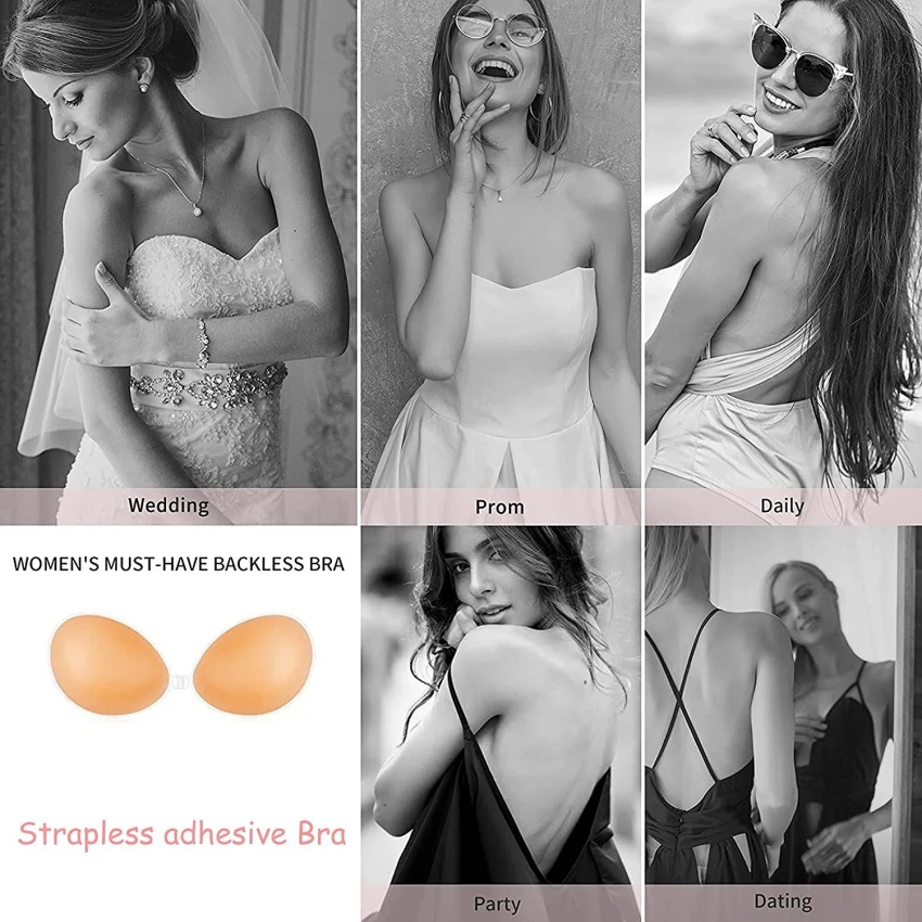 Tomkot Adhesive Bra Strapless Backless Silicone Bra Sticky Invisible Push  up Bra with Nipple Covers for Women Sticky bra of women is strong enough  and