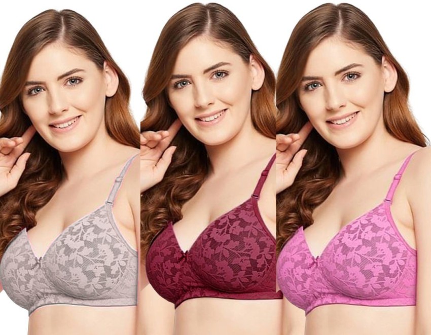Buy Hothy Women Multicolor Cotton Blend, Net Pack Of 3 Lightly Padded Bra  (36) Online at Best Prices in India - JioMart.