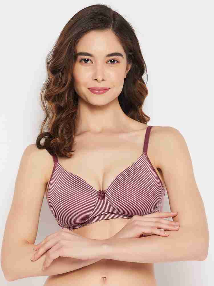 Clovia Padded Non-Wired Full Cup Striped T-shirt Bra in Pink Women Full  Coverage Lightly Padded Bra - Buy Clovia Padded Non-Wired Full Cup Striped T -shirt Bra in Pink Women Full Coverage Lightly