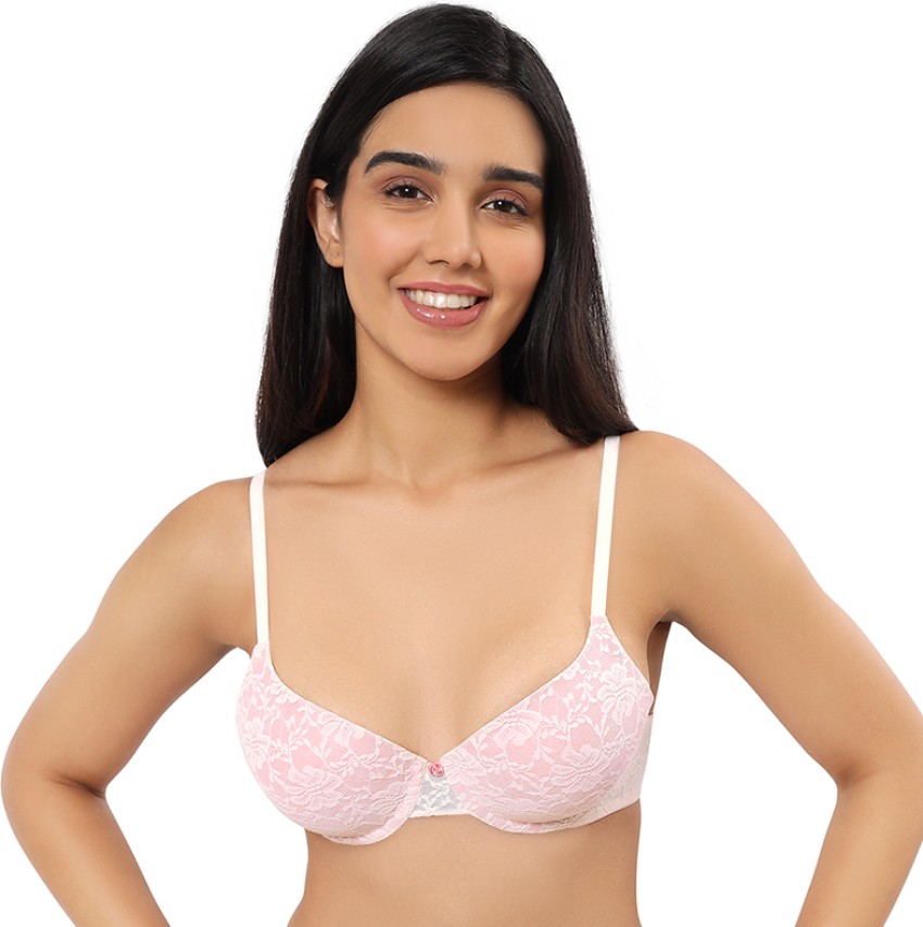 Buy Amante Women's Cotton Full Coverage Padded Underwire T-Shirt Bra Salmon  Rose at