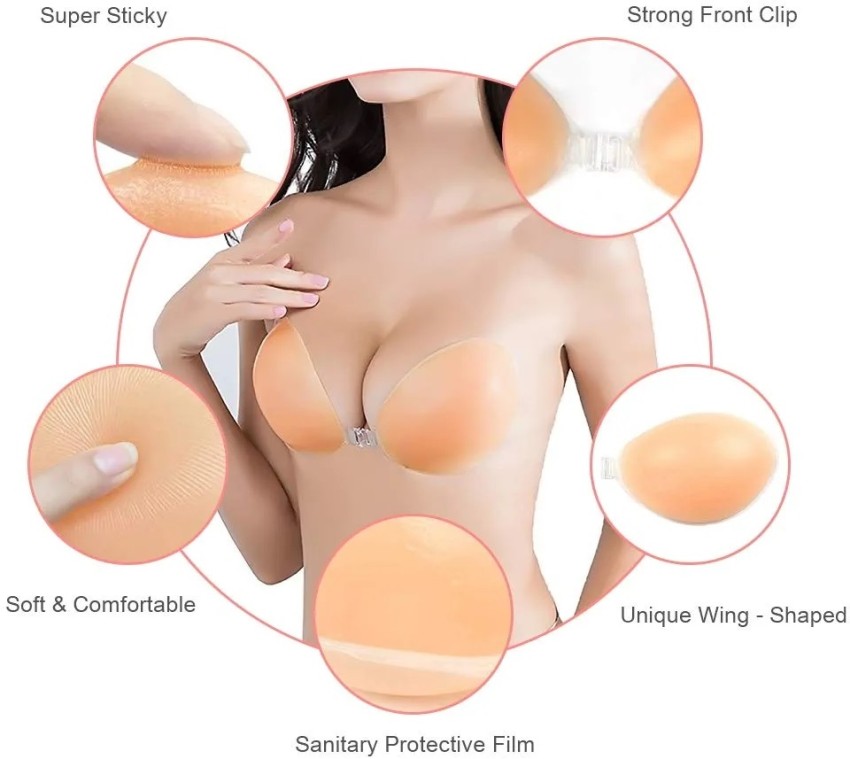 Piftif womens Sticky Bra Wing-Shape Reusable Strapless Backless