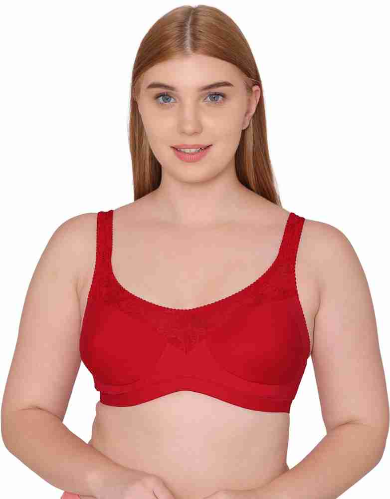 Buy Souminie Pack of 2 Non Padded Cotton T Shirt Bra - Red Online