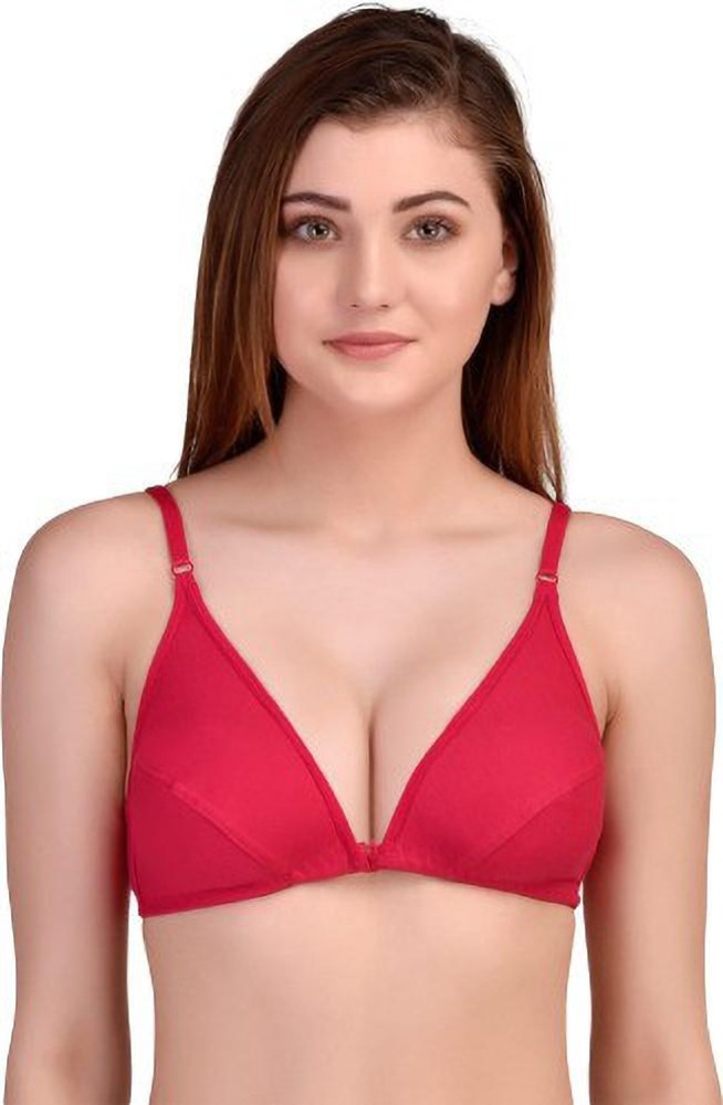 Bowake Comfortable Bra for Women, 2024 Wirefree Front Closure Button Bra  Cotton Bras for Women Pink 