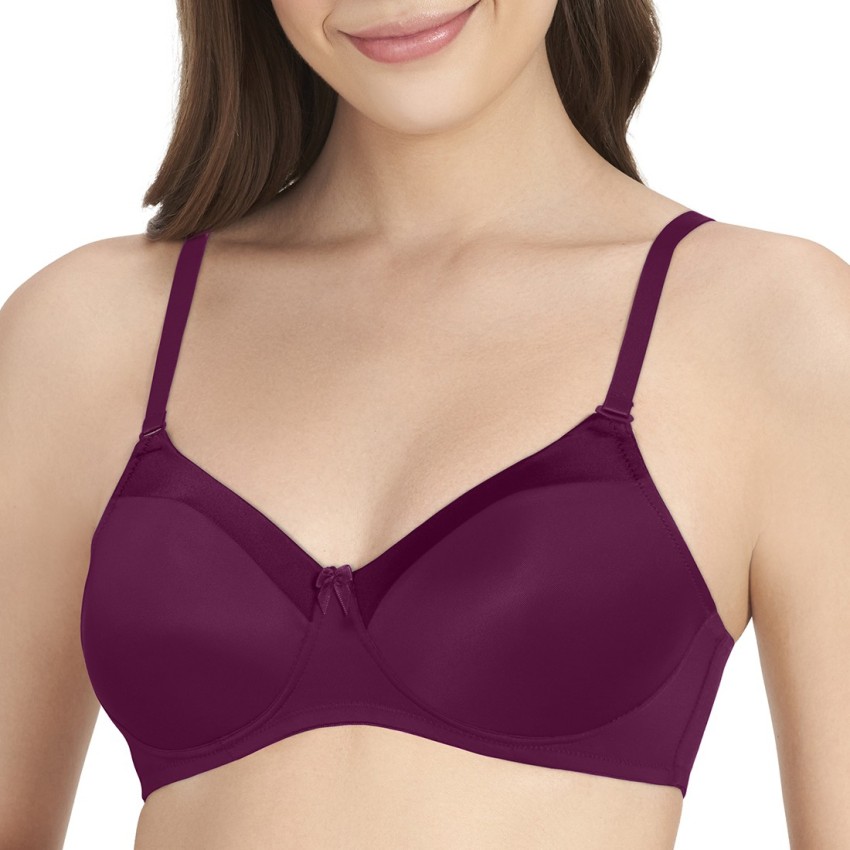 Buy Amante Satin Edge Padded Wired T-Shirt Bra - Blue Online