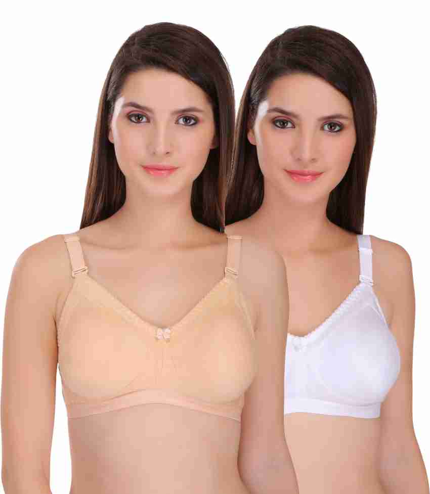 Buy FEATHERLINE Casual Poly Cotton Padded Women's T-Shirt Bra (White, Skin,  32B) at