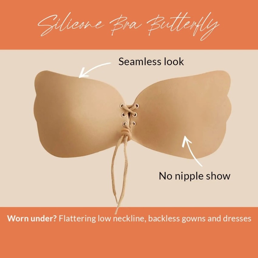 Piftif womens Sticky Bra Wing-Shape Reusable Strapless Backless