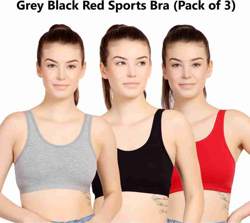 STOGBULL Cotton Lycra Stretchable Full Coverage Non Padded Sports Bra for  Gym Yoga Exercise Running Workout Regular Daily use Black : :  Fashion