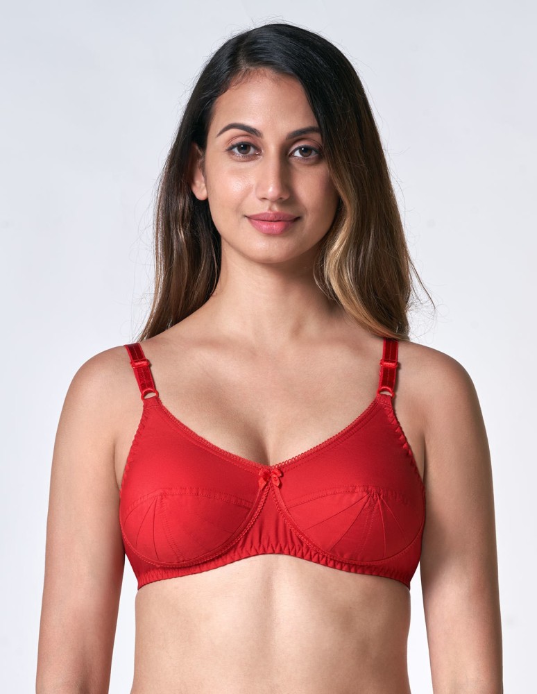 Buy Chic Non-Padded Wirefree Full Coverage Bra In Red Online India