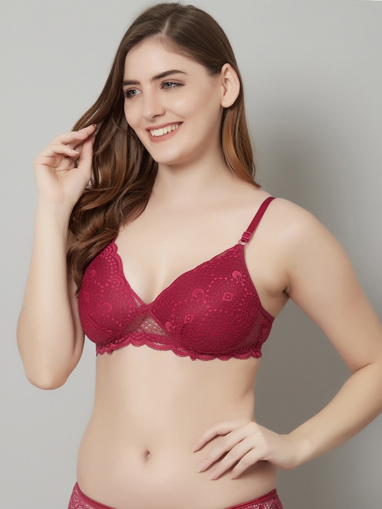 Buy PrettyCat Padded Non Wired 3/4th Coverage T-Shirt Bra - Red at