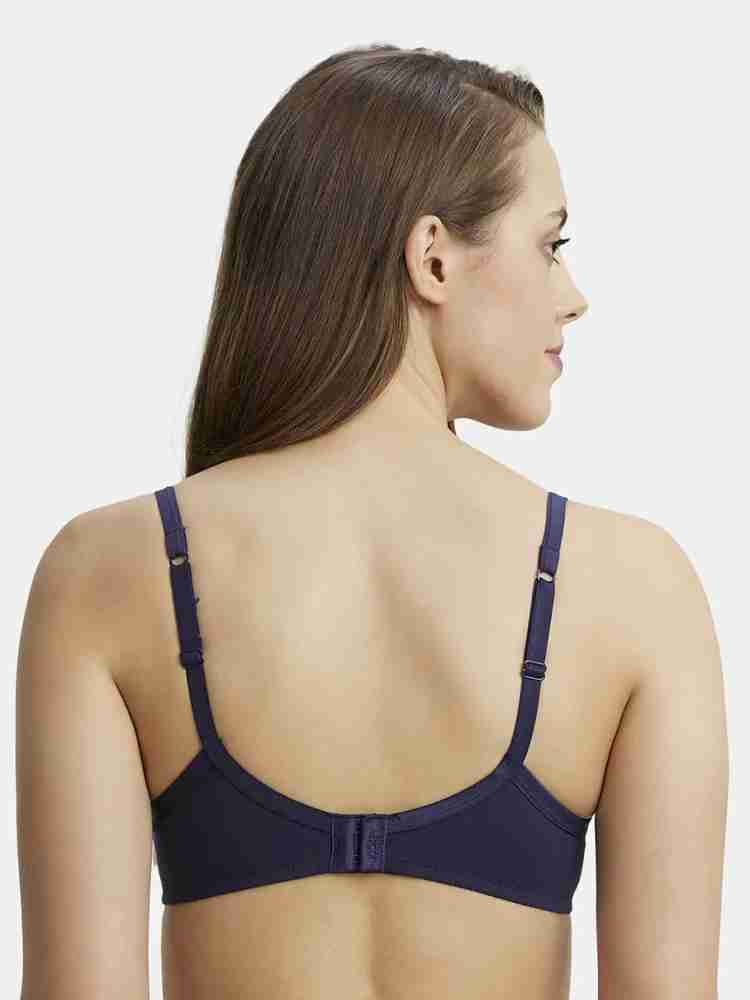 Buy Women's Wirefree Padded Super Combed Cotton Elastane Stretch Medium  Coverage Lace Styling T-Shirt Bra with Adjustable Straps - Classic Navy  1723