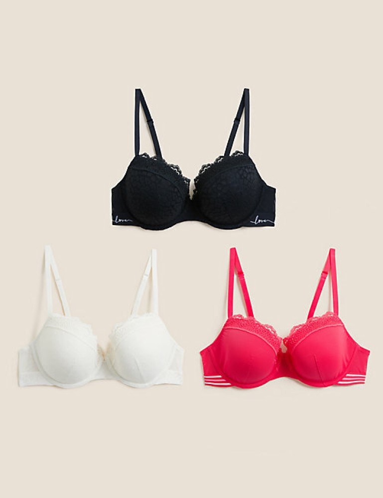 3Pack bras for women, lace bras for women, Women's Underwire Full Coverage  Lace Bras for Women, Push up bras Comfortable bras for women padded  Everyday Bras for women B-38C 