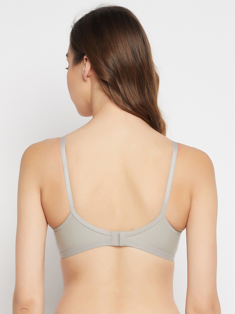 Clovia Non-Padded Non-Wired Full Cup T-shirt Bra in Grey - Cotton