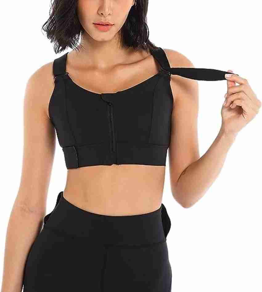 Front Zipper Sports Bra For Women Gym Adjustable Fitness Yoga Tops  Shockproof High Support Push Up Bra Mesh Cross Back Underwear - AliExpress