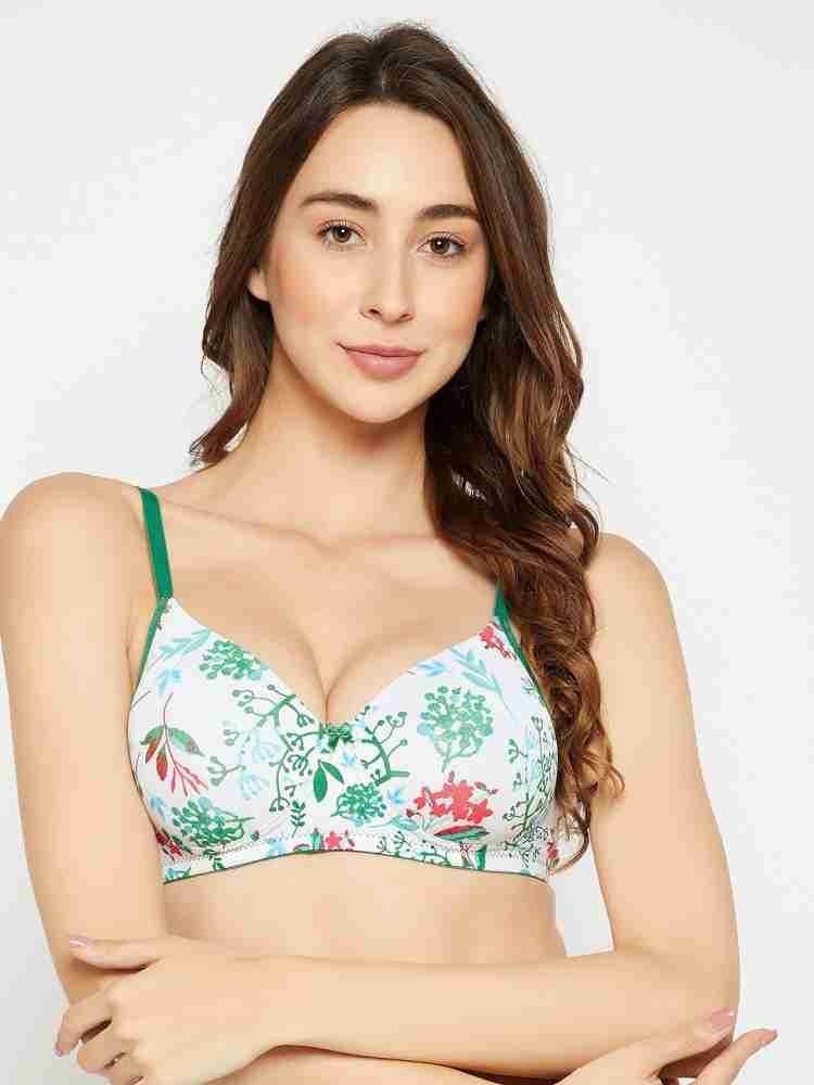 Buy CLOVIA White Womens Lightly Padded Non-Wired Floral Print T-Shirt Bra