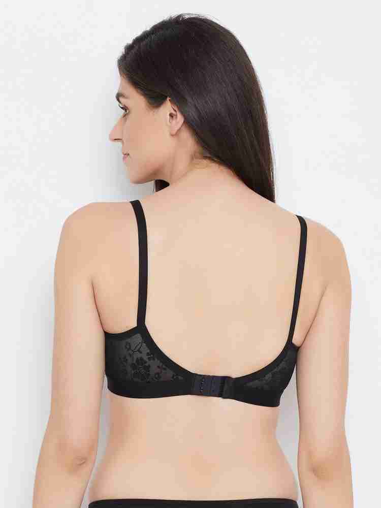 Buy CLOVIA Black Stretchable Cotton Bra With Lace