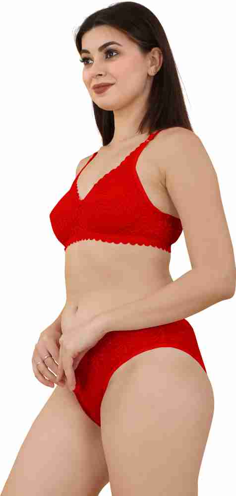 Buy online Maroon Cotton Bra And Panty Set from lingerie for Women by Madam  for ₹279 at 81% off