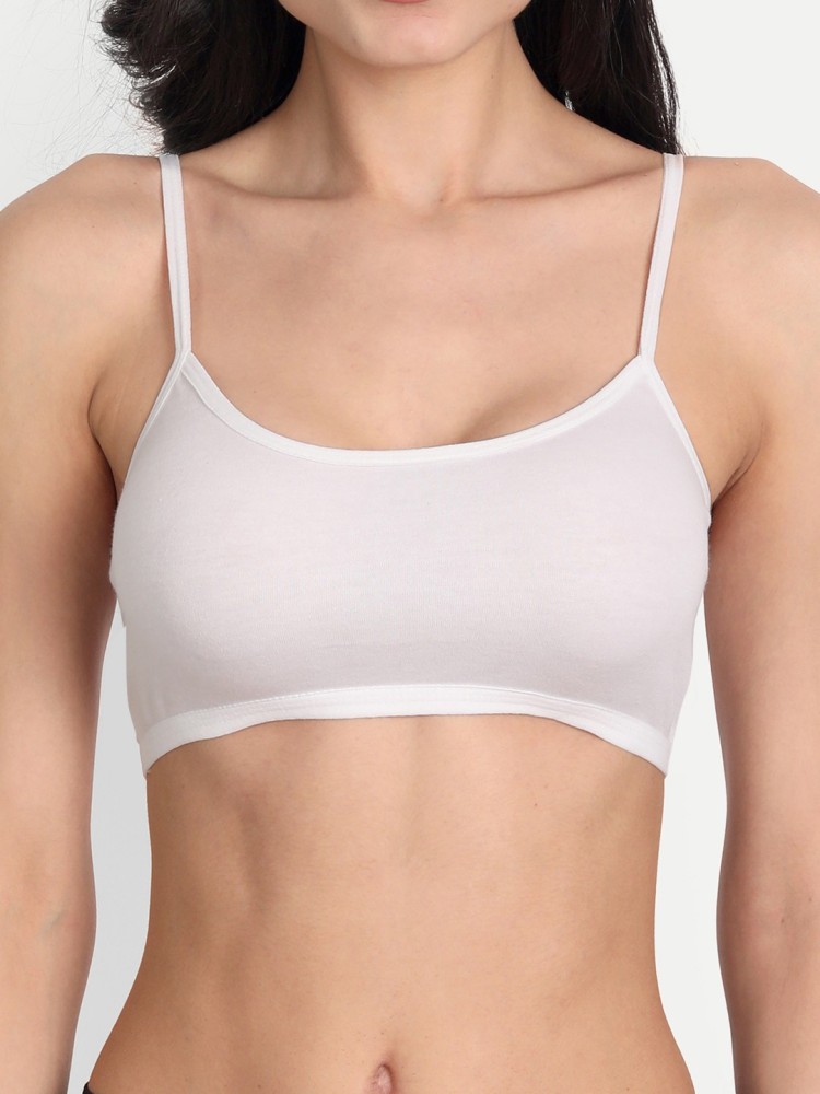 Aimly Women's Cotton Non-Padded Low Coverage Sports Bra - White