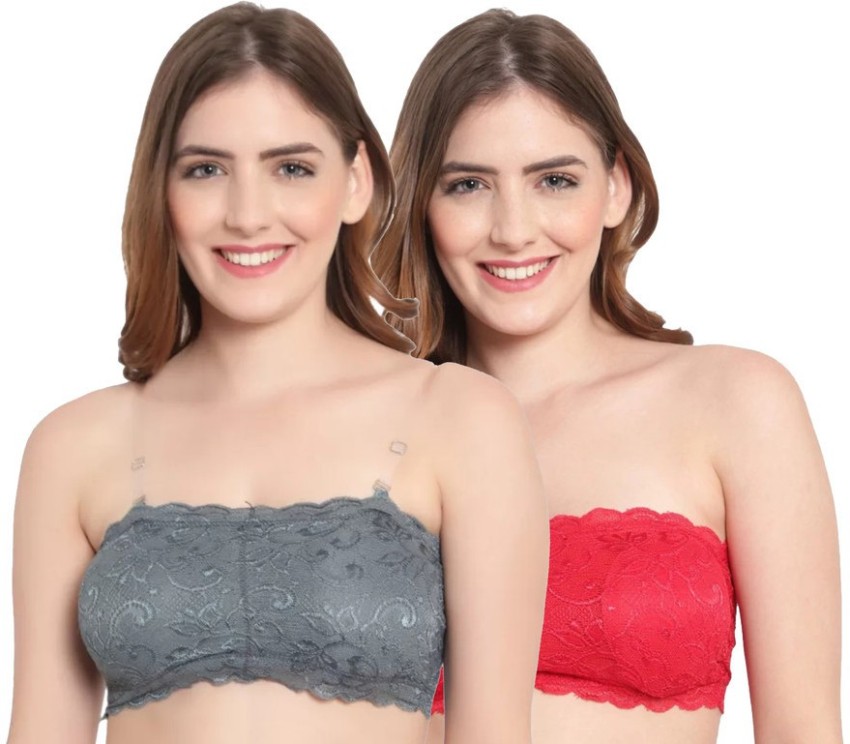 Buy ROYAL MANIA Women Transparent Straps Tube Top Lace Net Bra/Bralette  With Pad Women Bralette Lightly Padded Bra Online at Best Prices in India