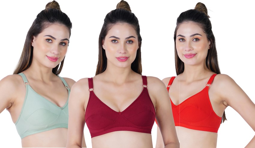 Women girls ladies 100% Cotton Non Padded daily wear Bra (Pack