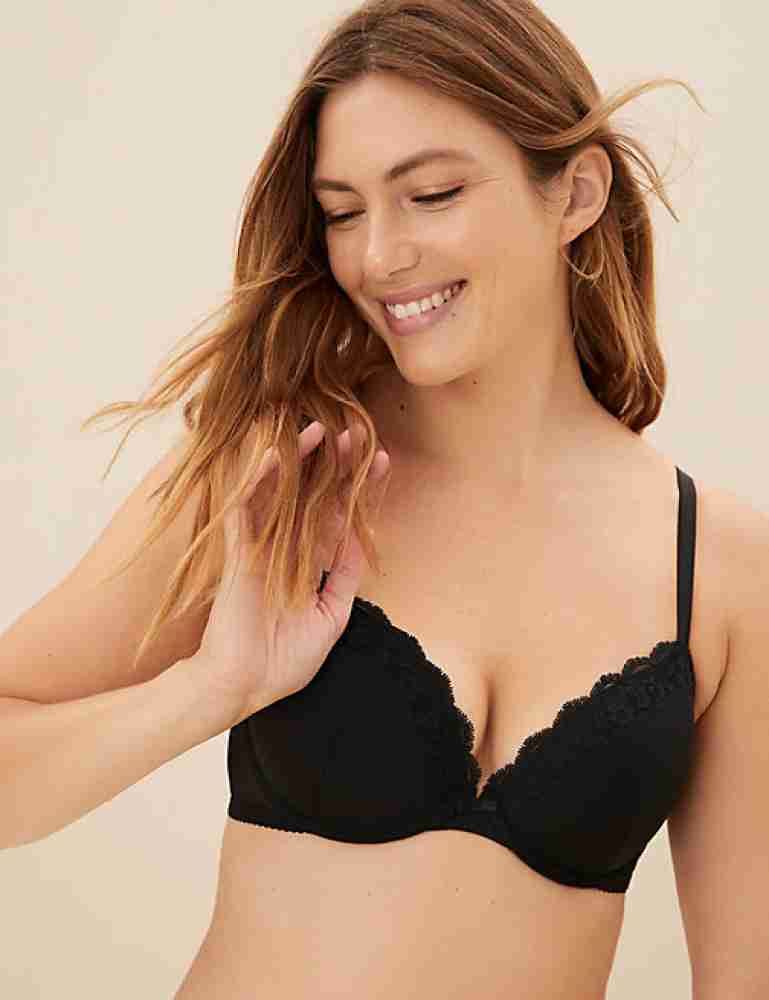 Aerie Lace Push Up Black Lace Plunge Padded Bra Underwire Size 34D