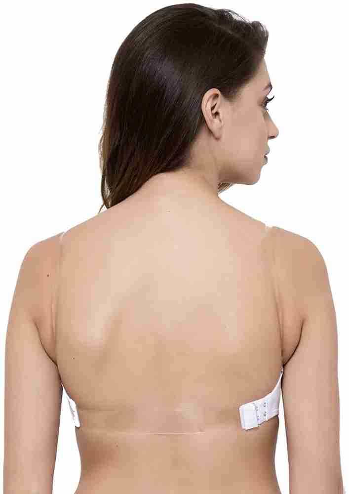 QAUKY Women Cotton Padded Backless Invisible Clear Transparent Bra
