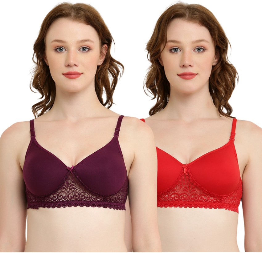 BTRUST Nexa Foam Bra - Comfortable & Breathable Cotton Rich Fabric,  Exquisite Lace Design, Non-Wired Cups, Full Coverage, Seamless Cups,  Adjustable Straps- Pack of 3
