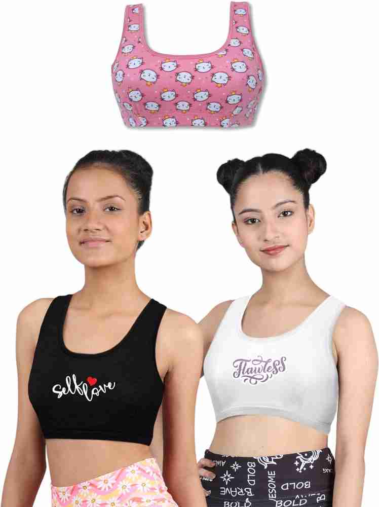 Girls Non Padded Pink Trendz Combo Sports Bra(Pack of 3) – Young