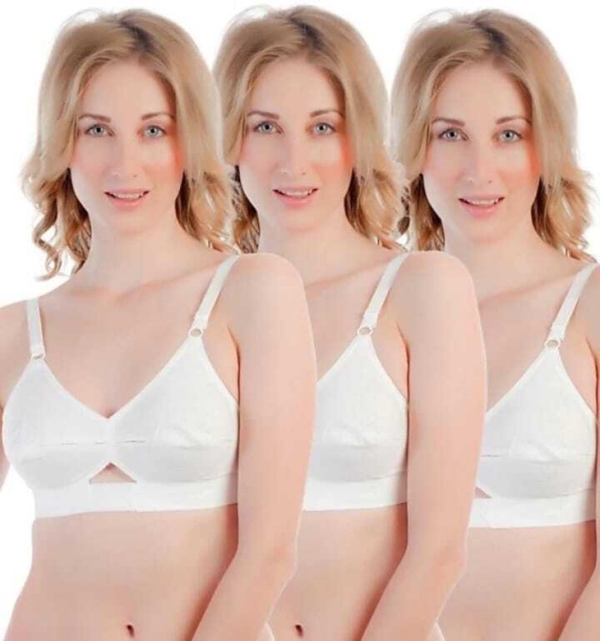 white cotton blend regular bra