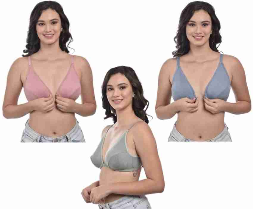 KOISA women front open bra front closure bra combo pack of 3 b cup 30 size  Women Plunge Non Padded Bra - Buy KOISA women front open bra front closure  bra combo