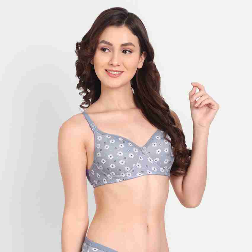 Liigne Women Printed Padded Bra - Made of Pure Cotton Full Coverage Non  Wired Seamless Pushup Soft Cup for T-Shirt Saree Dress and for Everyday