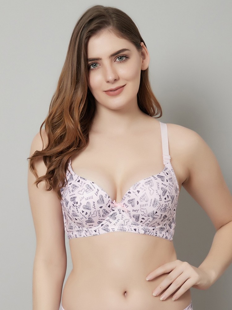 Buy PrettyCat Padded Plunge Wired 3/4th Coverage T-Shirt Bra - Light Blue  at Rs.450 online