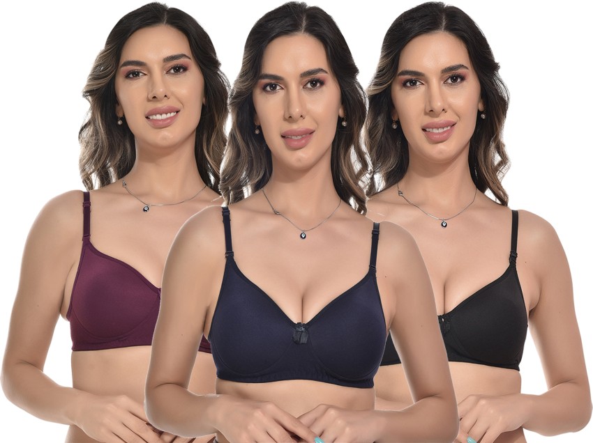 Buy Hothy Women Multicolor Cotton Blend Pack Of 3 Push-Up Lightly