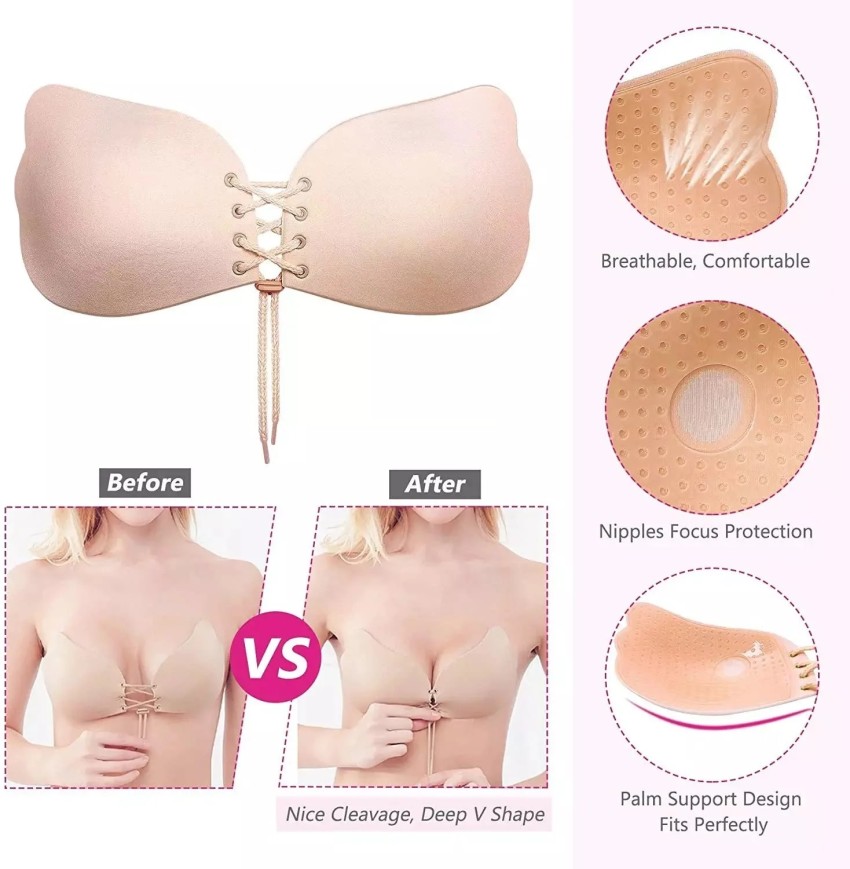 Buy SGMSC Invisible Bra Silicone Gel Self-Adhesive Stick On Push