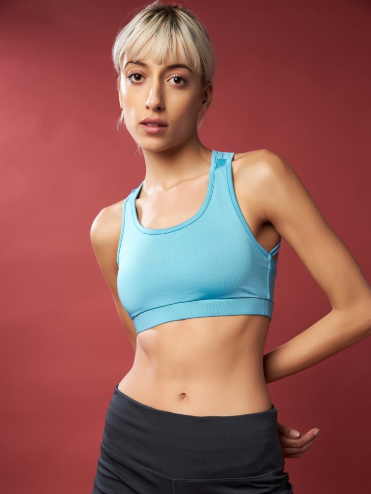 UNPAR Women's Solid Turquoise Sports Bra Women Sports Non Padded