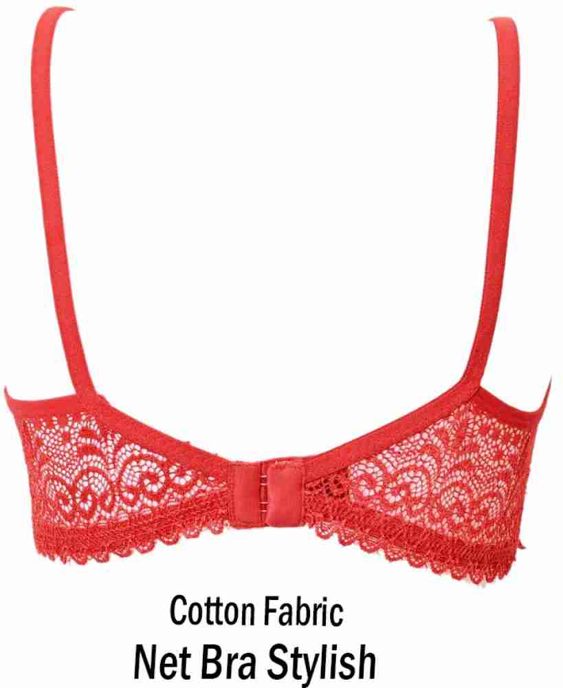 Cotton Net Bra For Women (Red)