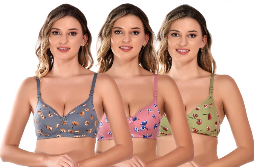 Buy Groversons Paris Beauty Full Coverage Floral Print Padded Bra - Grey  online