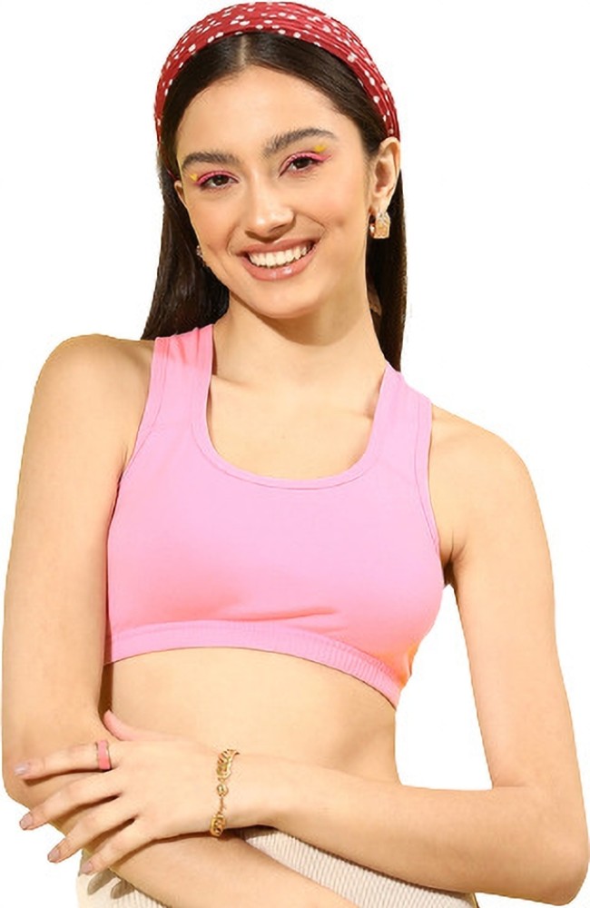 Women's Solid Non-Padded Sports Bra, SPB-4101-WH-1