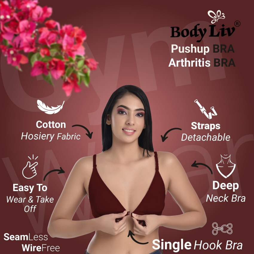 Buy Body Liv Front Open Single Hook Seamless Bra (38, Red) Online