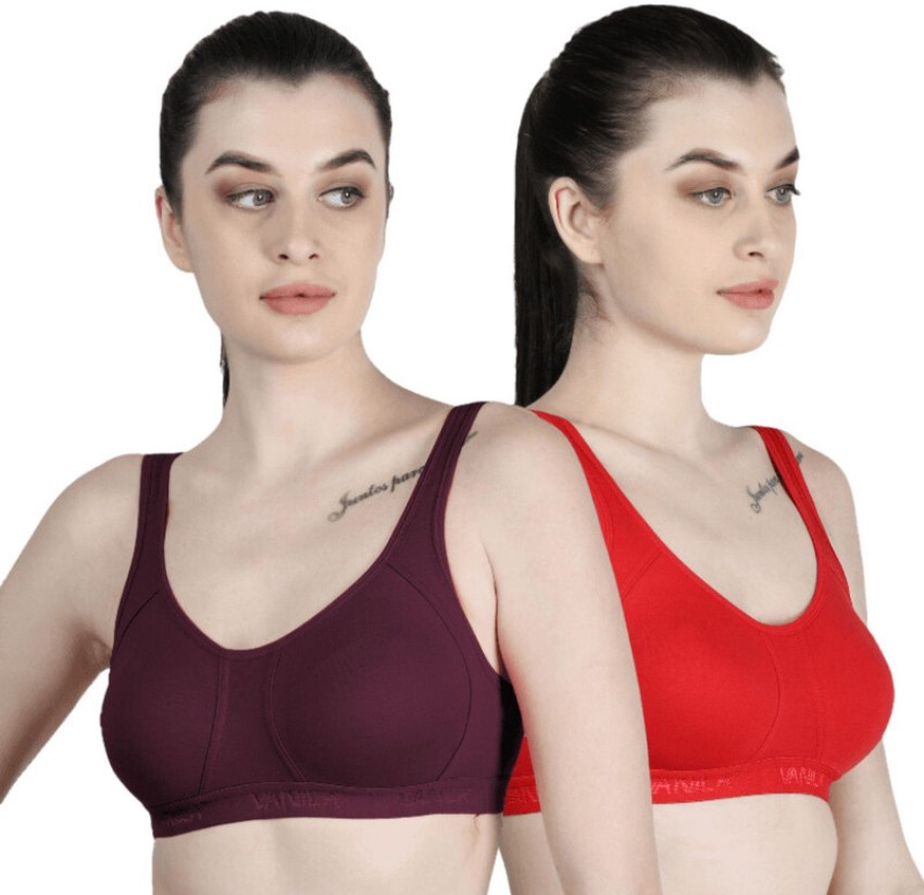 Vanila B Cup Size Seamless and Comfortable Cotton Slip-On(Size 38, Pack of  2) Women Sports Non Padded Bra - Buy Vanila B Cup Size Seamless and  Comfortable Cotton Slip-On(Size 38, Pack of