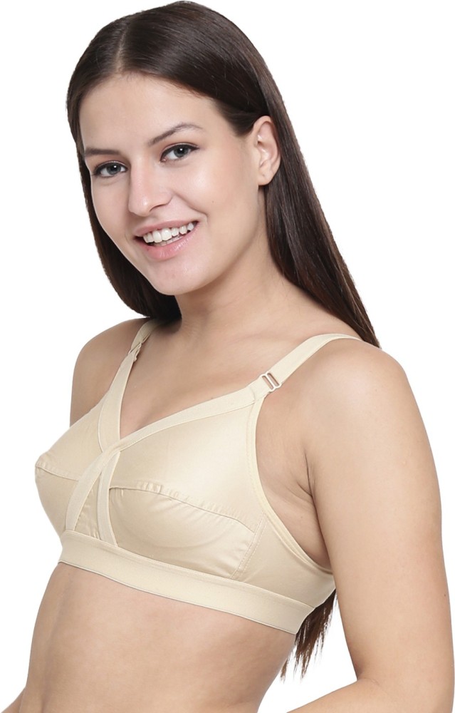 Buy Floret Women's Non Padded/Non-Wired & Full Coverage/Cut & Sew  Regular-Strap Cotton Bra Skin at