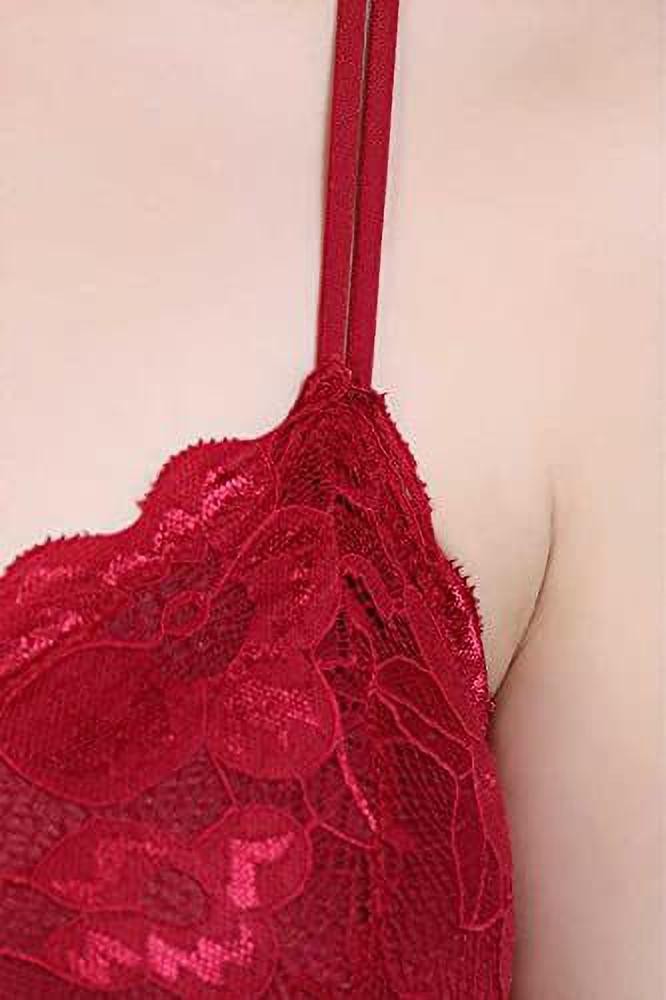 KAMINI Net Lacy Bralette Bra Lightly Padded Bra with Lace Fabric Reguler  And Comfortable Bra Cups (Pack of 2 _ Maroon Pink)